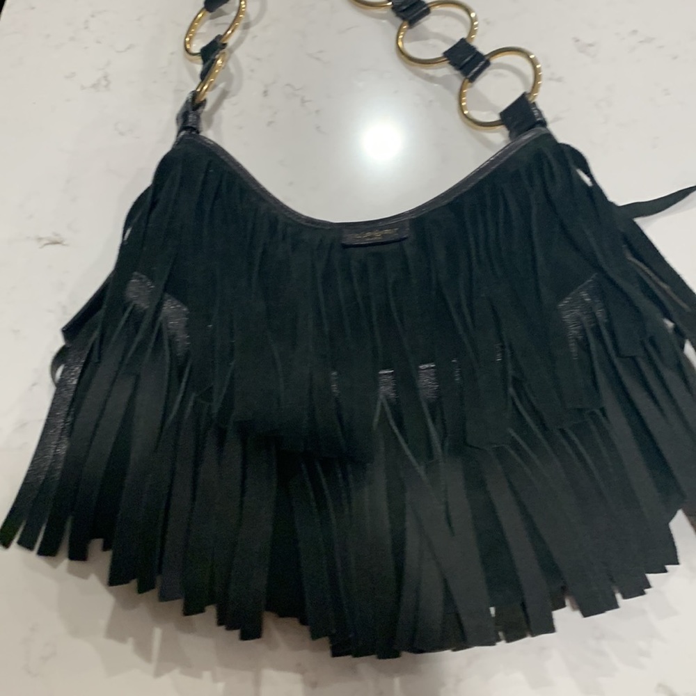 AMAZING PRICE & CONDITION SUPER FUN YSL black suede purse, barely worn